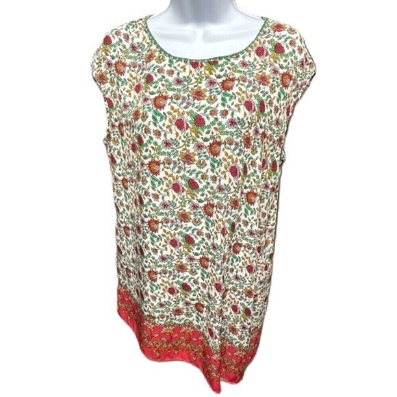 Max Studio Floral Print Cap Sleeve Asymmetrical Side Tie Blouse Woman's Size M - Picture 2 of 16